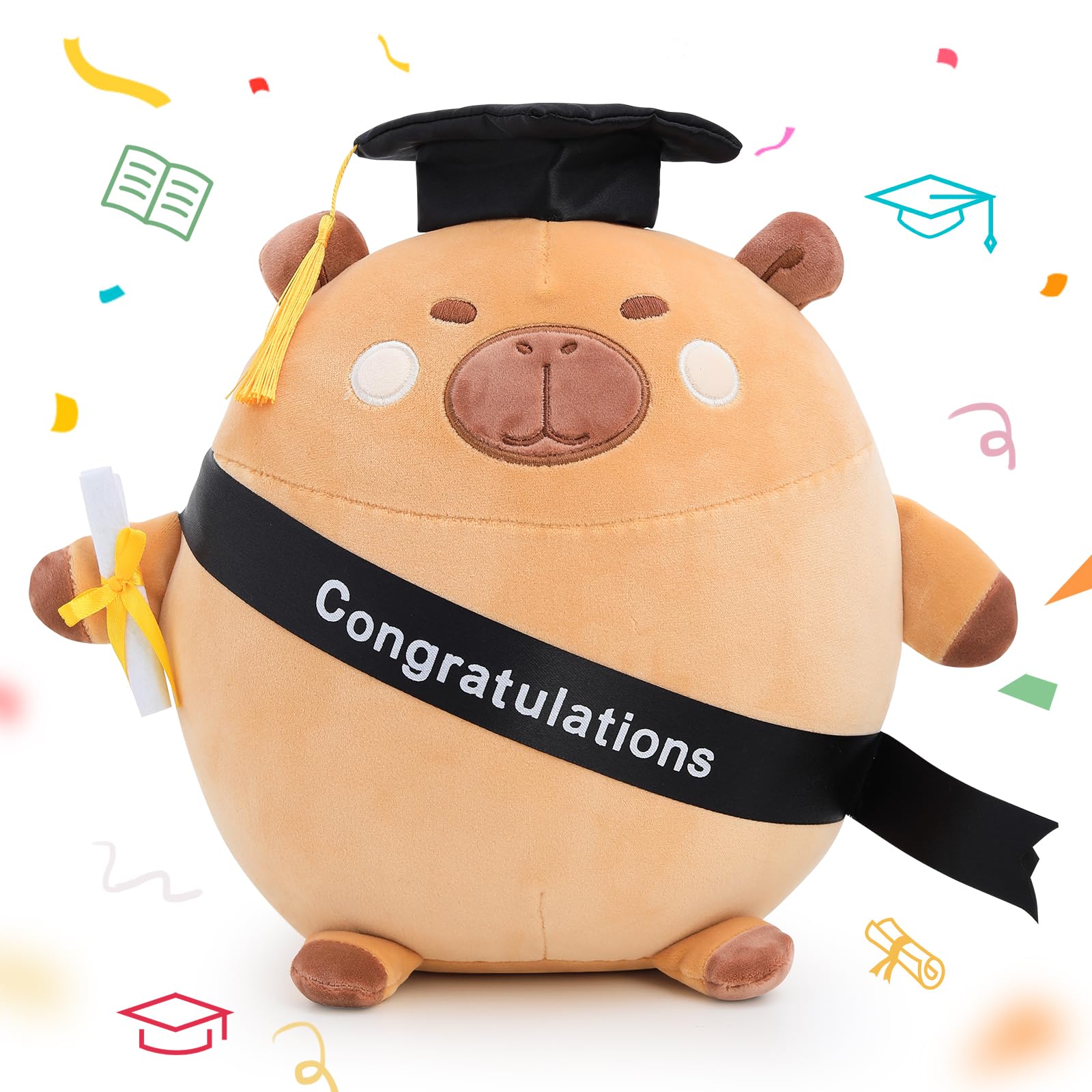 Emoin Graduation Capybara Plush Graduation Gifts For Boys And Girls, 11.8In Graduation Plush Capybara Stuffed Animals With Cap,