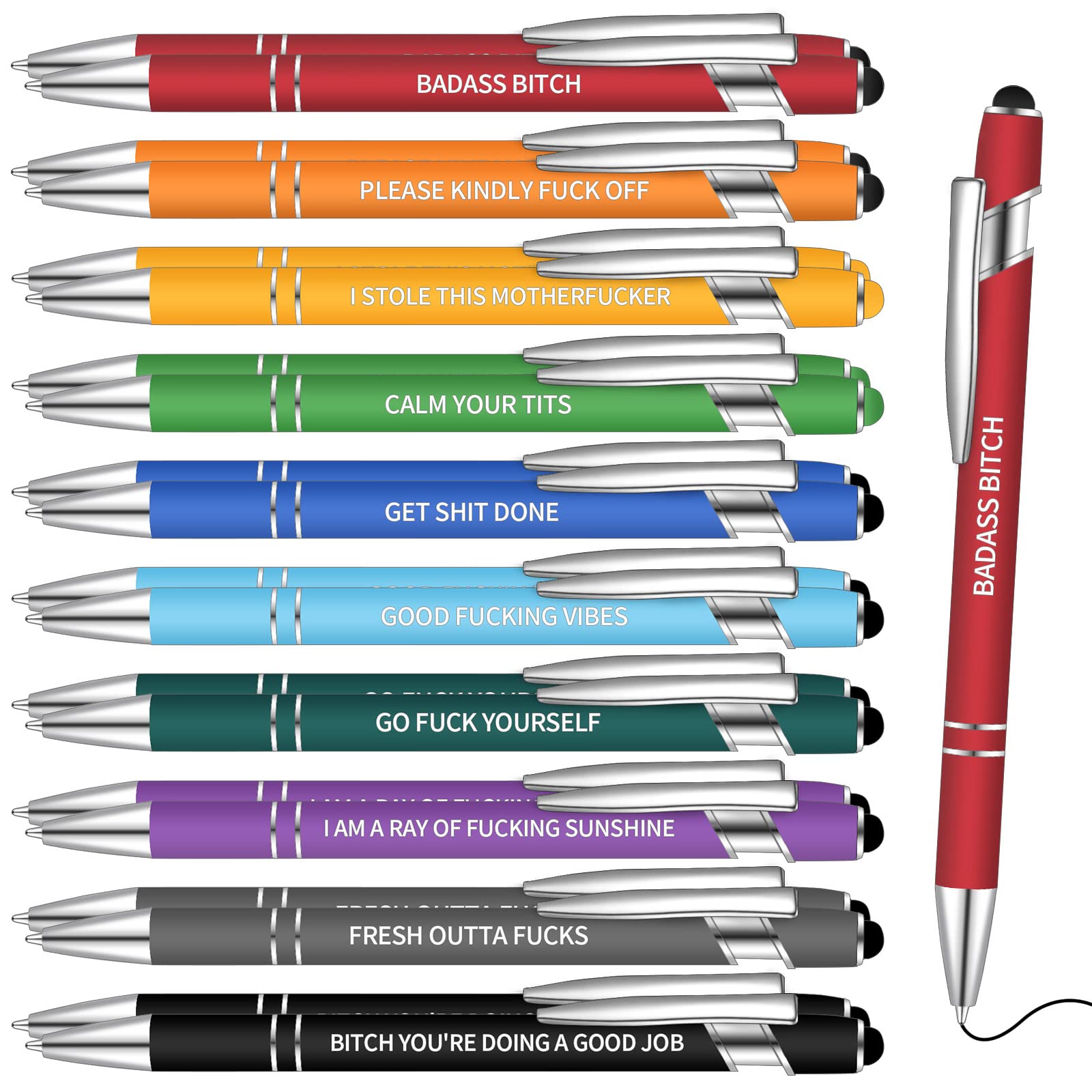 Sinmoe 20 Pcs Snarky Office Pens Funny Quotes Pens Ballpoint Pens Work Sucks Pen Complaining Pen Vibrant Negative Passive Pens I