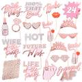 xo, Fetti Bachelorette Photo Booth Props - 24 Pieces, pre-Assembled - Rose Gold Future Mrs Party Decorations, Bride to Be, Brida