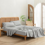 Bestouch Sheet Set 100% Washed Cotton Linen Feel Super Soft Comfortable Chic Lightweight 4 Pcs Home Bedding Set Solid Northern D