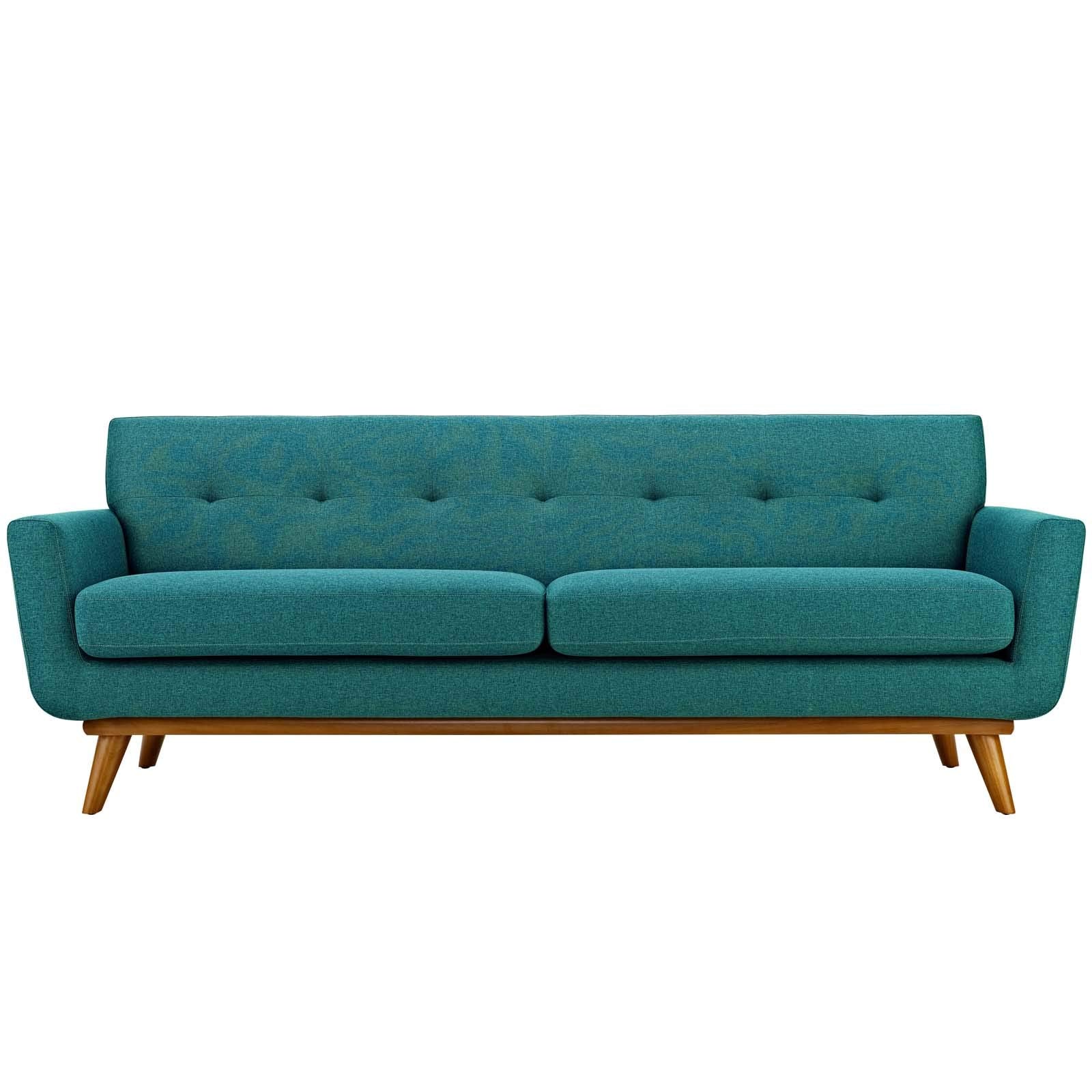 Modway Engage Mid-Century Modern Upholstered Fabric Sofa In Teal