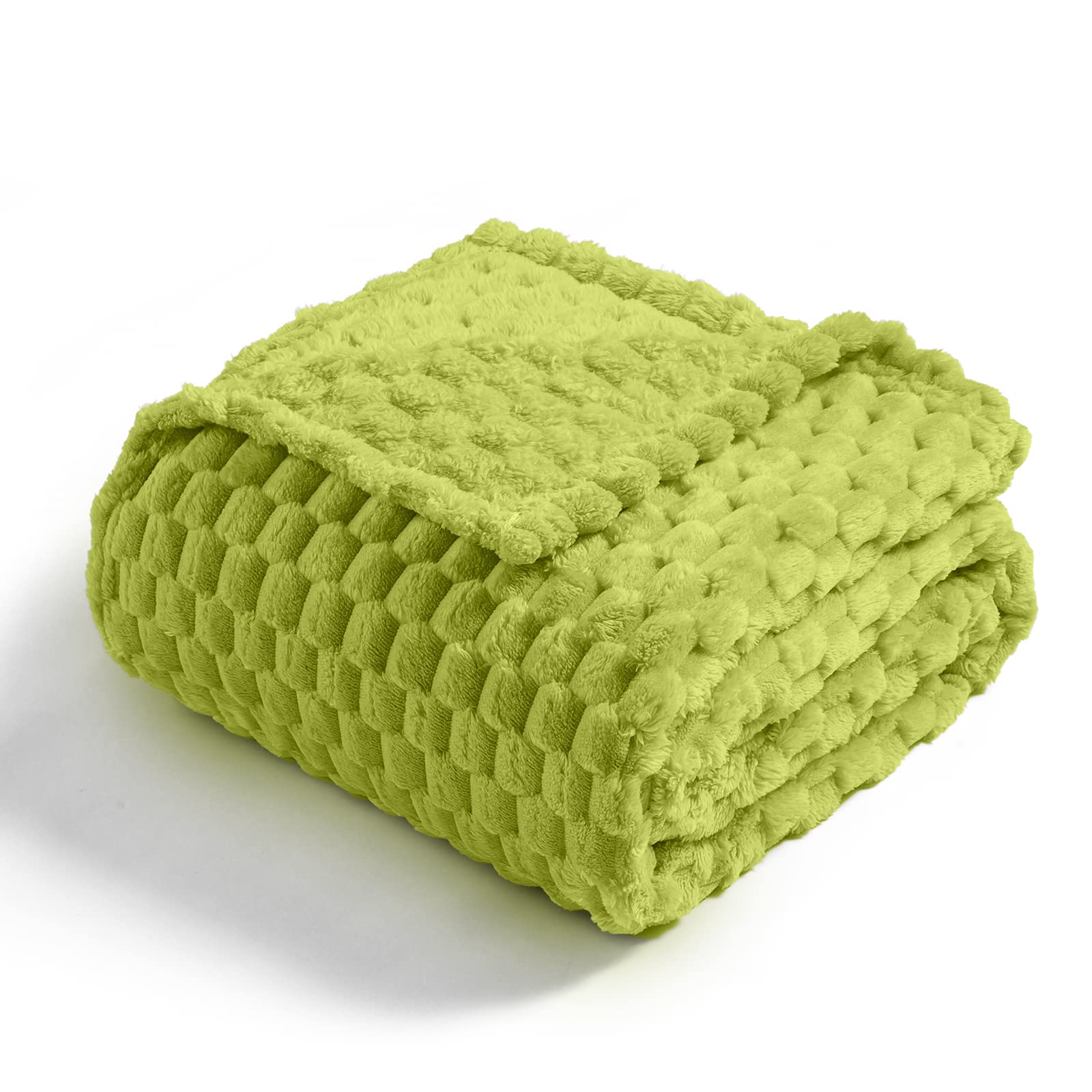 Vessia Flannel Fleece Throw Blanket(50X70 Inch), 3D Jacquard Green Fuzzy And Warm Blanket For Couch,Sofa,Bed,Chair, 300Gsm Super