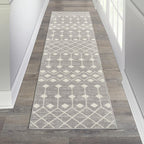 Nourison Grafix Moroccan Grey 2'3' X 7'6' Area Rug, Easy Cleaning, Non Shedding, Bed Room, Living Room, Dining Room, Kitchen (