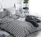 Karever White And Black Stripes Comforter Set Cal King Women Bedding Set Soft Durable White Striated Bedding Set Black Stripes C