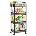 HapiRm 4 Tier Metal Rolling Cart Utility Storage Cart with Locking Wheels