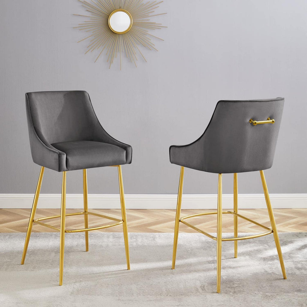Modway Discern 2 Bar Stools, Pack of 2, Grey