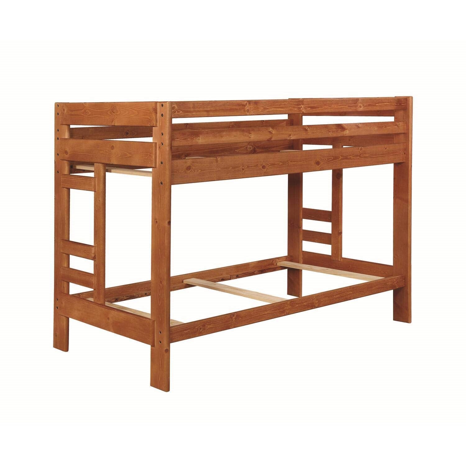 Wrangle Hill Twin Over Twin Bunk Bed Amber Wash