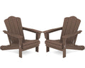 Kingyes Folding Adirondack Chair Set Of 2, Hdpe All-Weather Folding Adirondack Chair, Brown