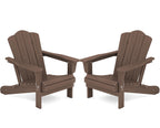 Kingyes Folding Adirondack Chair Set Of 2, Hdpe All-Weather Folding Adirondack Chair, Brown