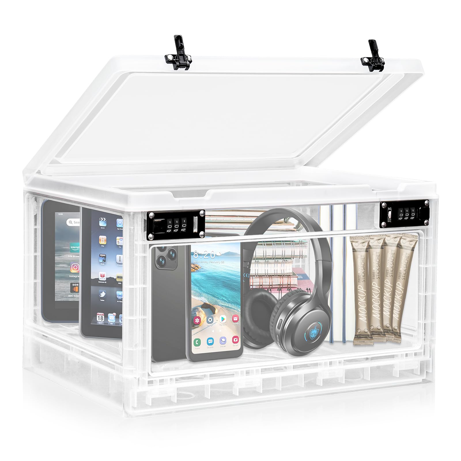 Lalifebuss Large Lock Box For Personal Items, 24 Litre Combination Lockable Storage Box For Office Locker/School/Medicine/Snacks