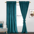 Jiuzhen Teal Velvet Curtains Window Treatment Thermal Insulated Luxury Room Darkening Rod Pocket Backdrops For Living Room/Offic