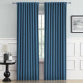 DUALIFE Denim Blue Blackout Curtain Panels 84 Inch Length 2 Panels Set - Back Tab Curtains for Boys Bedroom Thermal Insulated Li