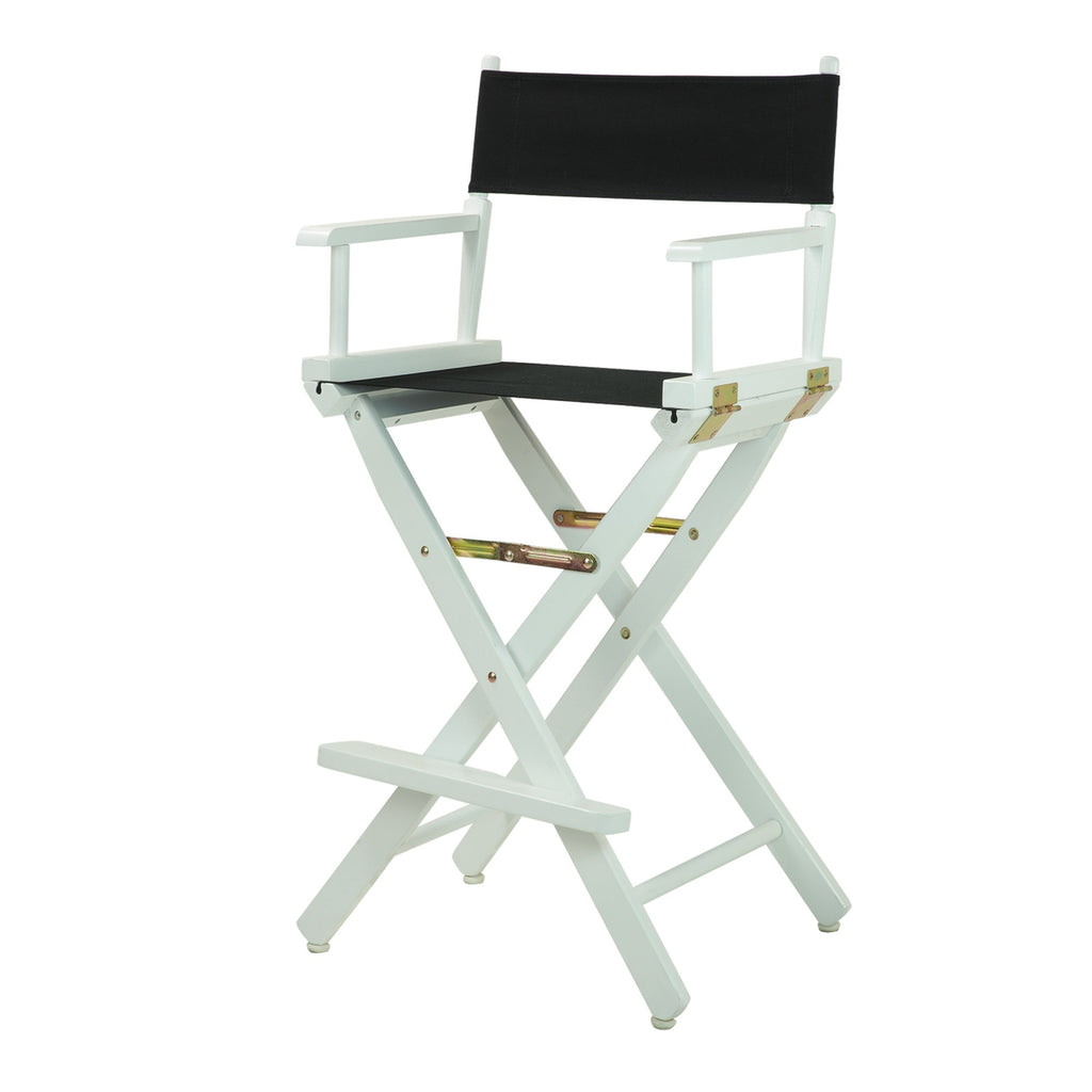 Casual Home Director'S Chair ,White Frame/Black Canvas,30" - Bar Height