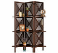 Lucky Lumber 3 Panel Wooden Room Divider Partition With Shelves, Folding Privacy Screen For Living Room & Bedroom, Decorative Ja