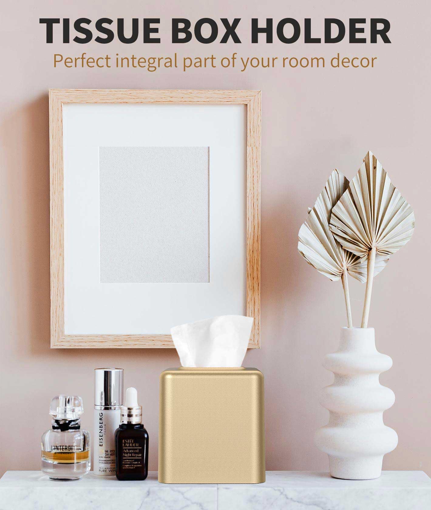 Livelab Tissue Box Cover, Square Metal Tissue Box Holder Modern Decor Facial Napkin Holder Tissue Box Dispenser For Bathroom Van