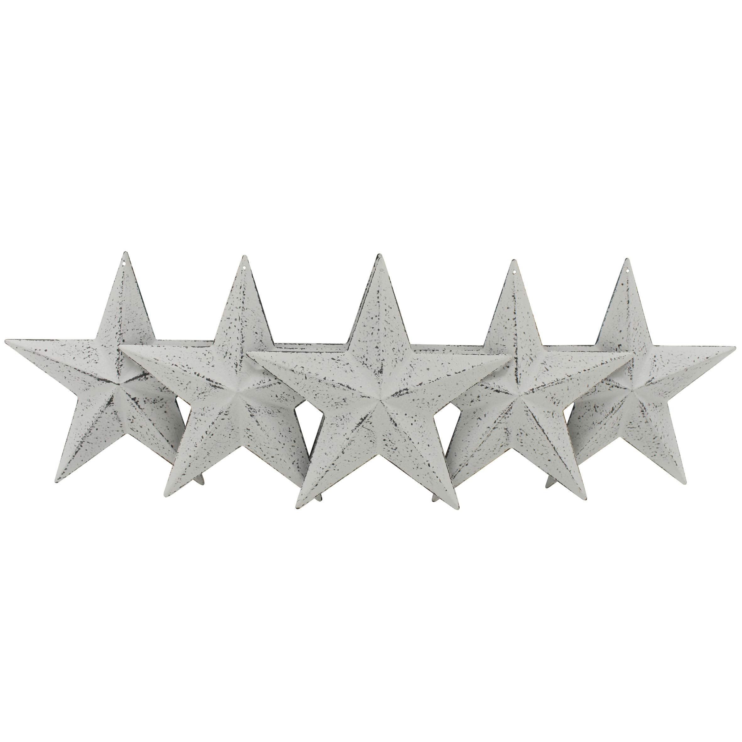 CVHOMEDECO. Country Rustic Antique Vintage Gifts Metal Barn Star Wall/Door Decor, 5-1/2 Inch, Set of 6.