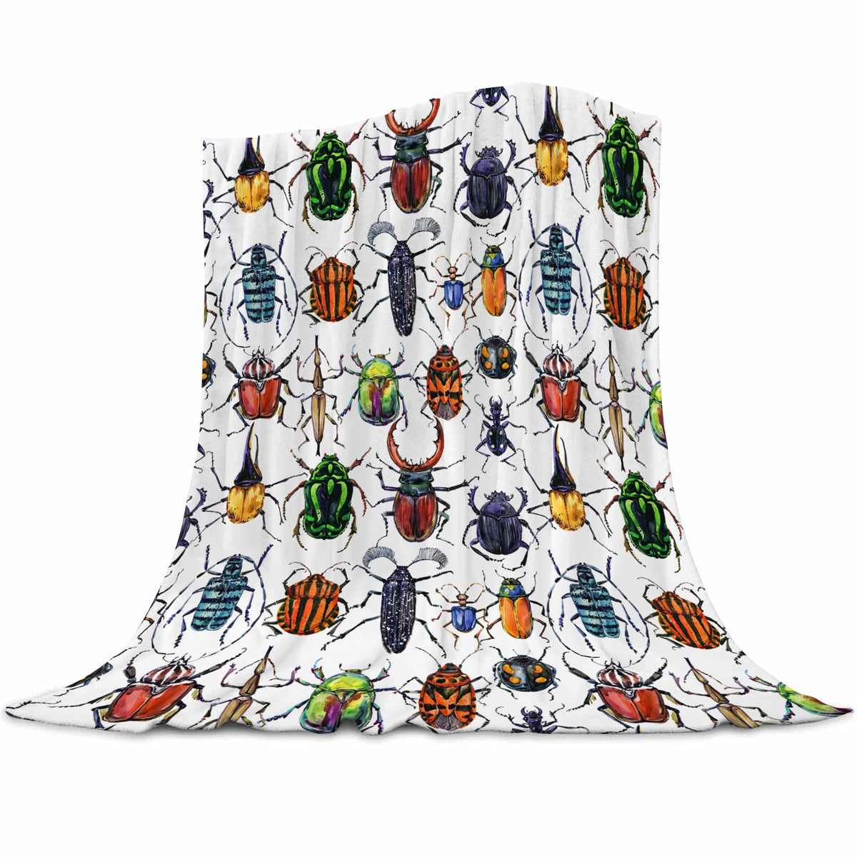 Colorful Beetle Insect Throw Blanket, Super-Soft Flannel Blanket For Toddler Boys, Kids, And Children, Fleece Blanket Warm Fluff