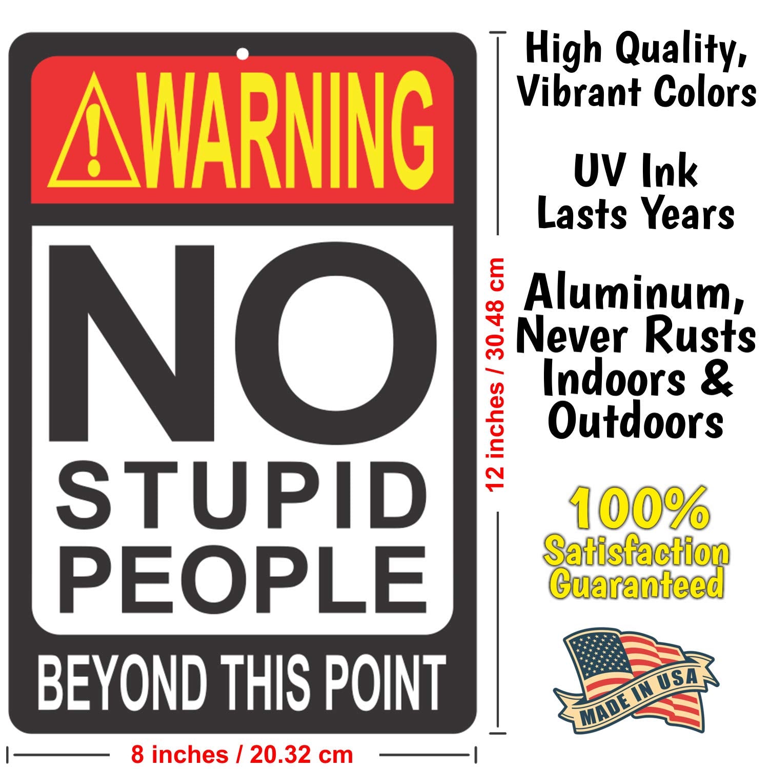 Atx Custom Signs - Sarcastic Funny Sign For Bar No Stupid People Beyond This Point