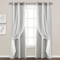 Lush Decor Star Sheer Insulated Grommet Blackout Window Curtain Panel Pair, 84' L X 38' W, Light Gray