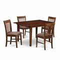 East West Furniture MLNO5-MAH-C Milan 5 Piece Kitchen Set Includes a Rectangle Dining Room Table with Butterfly Leaf and 4 Linen Fabric Upholstered Chairs, 36x54 Inch, Mahogany