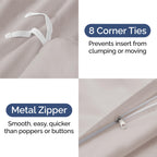 Duvet Cover Full Size Set - Extra Soft Full Size Duvet Cover 80 X 90 With 2 Pillow Shams - Hotel Luxury Easy Care And Fade Free W/ Zipper Closures & Ties - Comfy Breathable Bedding Set (Light Grey)