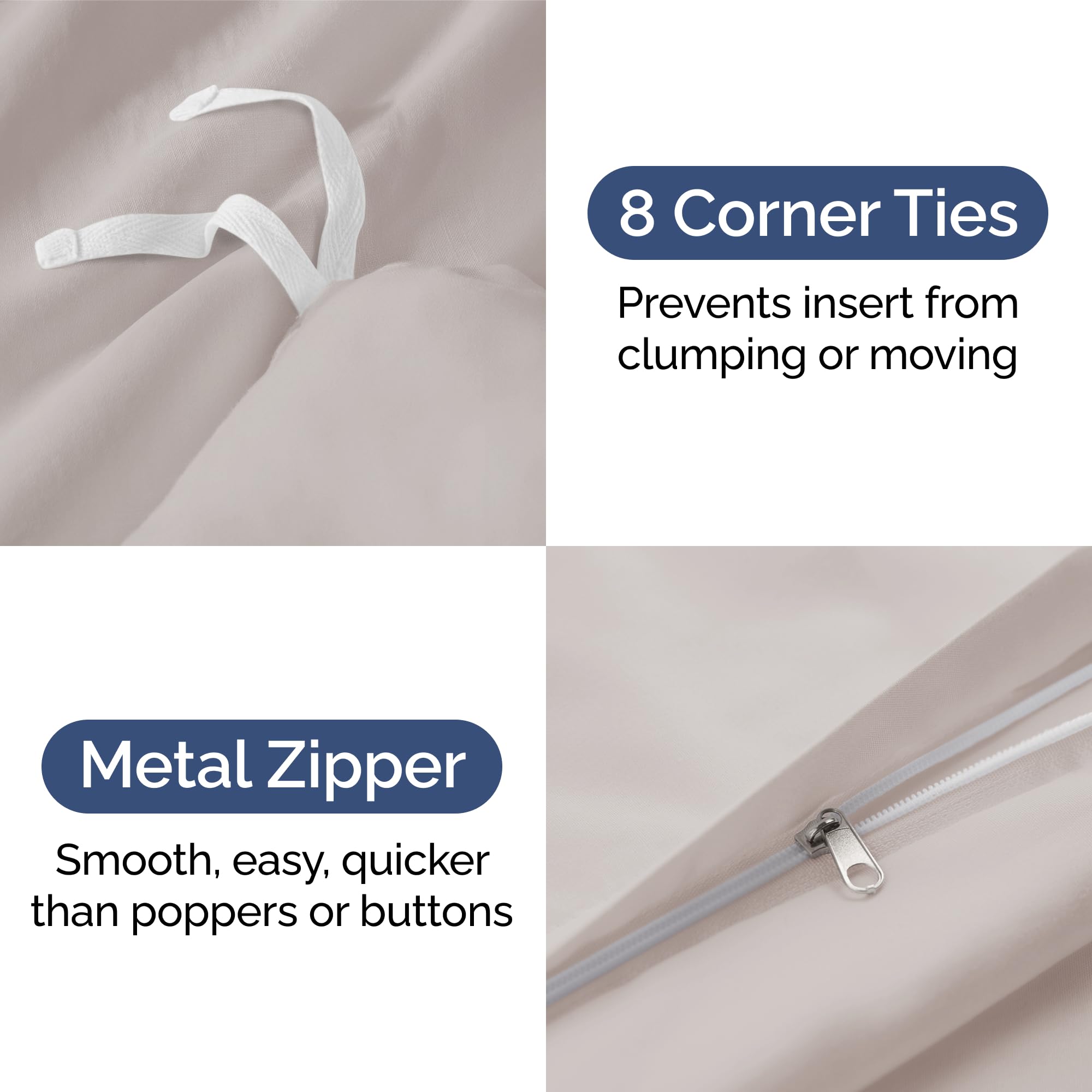 Duvet Cover Full Size Set - Extra Soft Full Size Duvet Cover 80 X 90 With 2 Pillow Shams - Hotel Luxury Easy Care And Fade Free W/ Zipper Closures & Ties - Comfy Breathable Bedding Set (Light Grey)