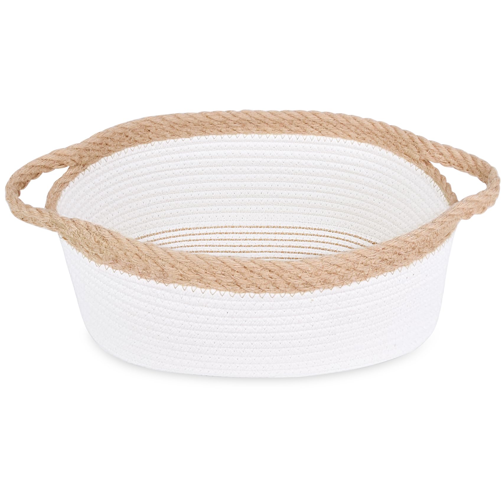 ABenkle Small Woven Basket, 12'x 8' x 5' Cute Small Basket, Rope Room Shelf Storage Basket, Cat Dog Toys Basket Chest Box, Em