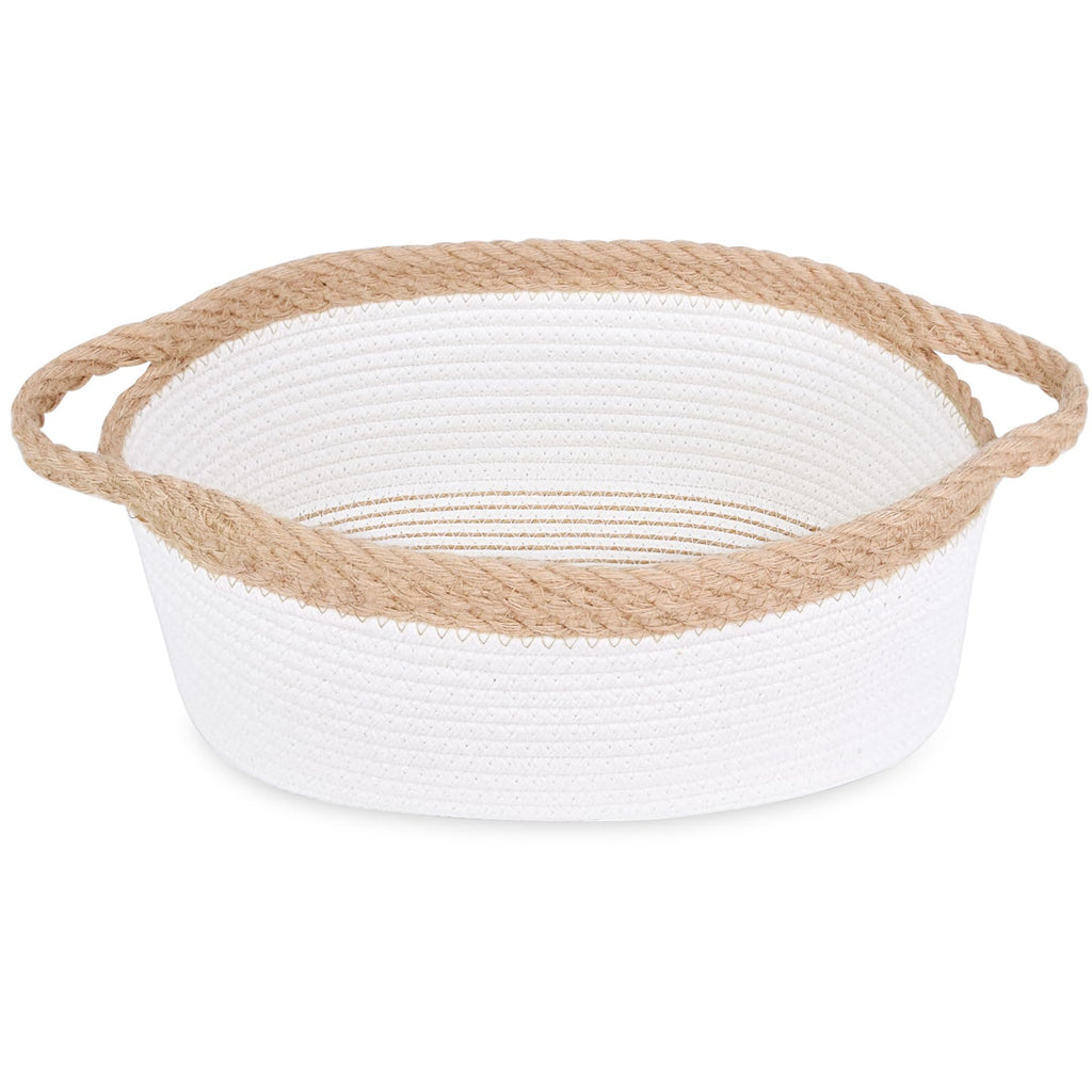 ABenkle Small Woven Basket, 12'x 8' x 5' Cute Small Basket, Rope Room Shelf Storage Basket, Cat Dog Toys Basket Chest Box, Em