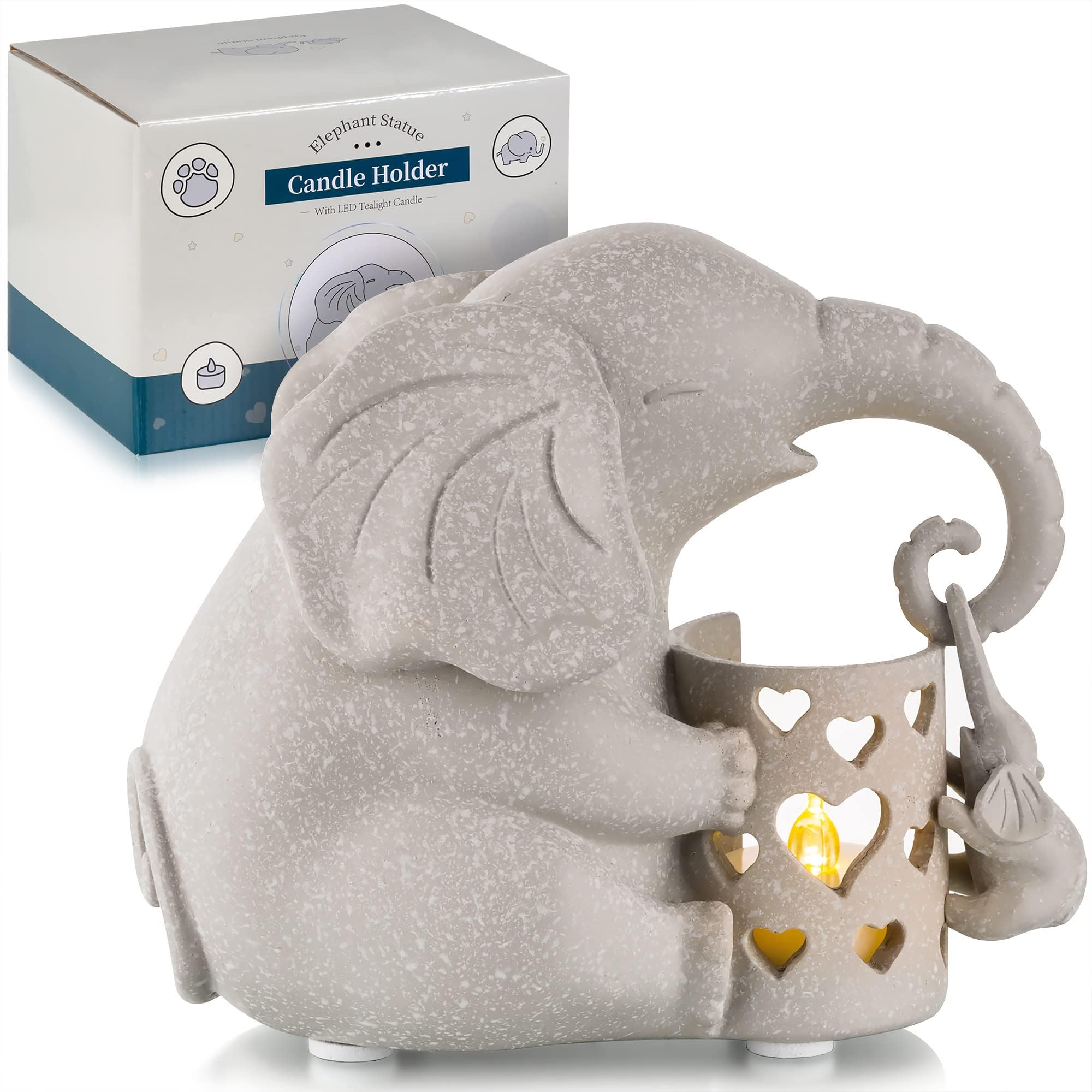 Romadedi Elephant Gifts for Women Mom Decor - Candle Holder Birthday from Daughter Christmas Sentimental Living Room Home Decora