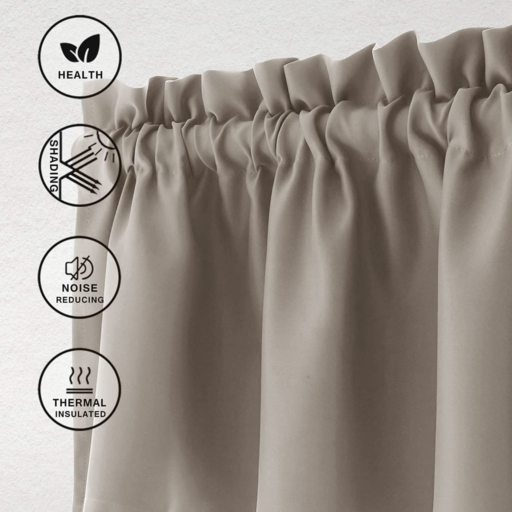 Hiasan Valance Curtains For Kitchen Blackout Thermal Insulated Solid Window Curtain Valance, Taupe, 52 X 18 Inches, 1 Panel