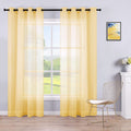 KOUFALL Yellow Curtains 96 Inches Long for Living Room,2 Panel Set Sheer Thin Faux Linen Lightweight Curtains Drapes with Rings 