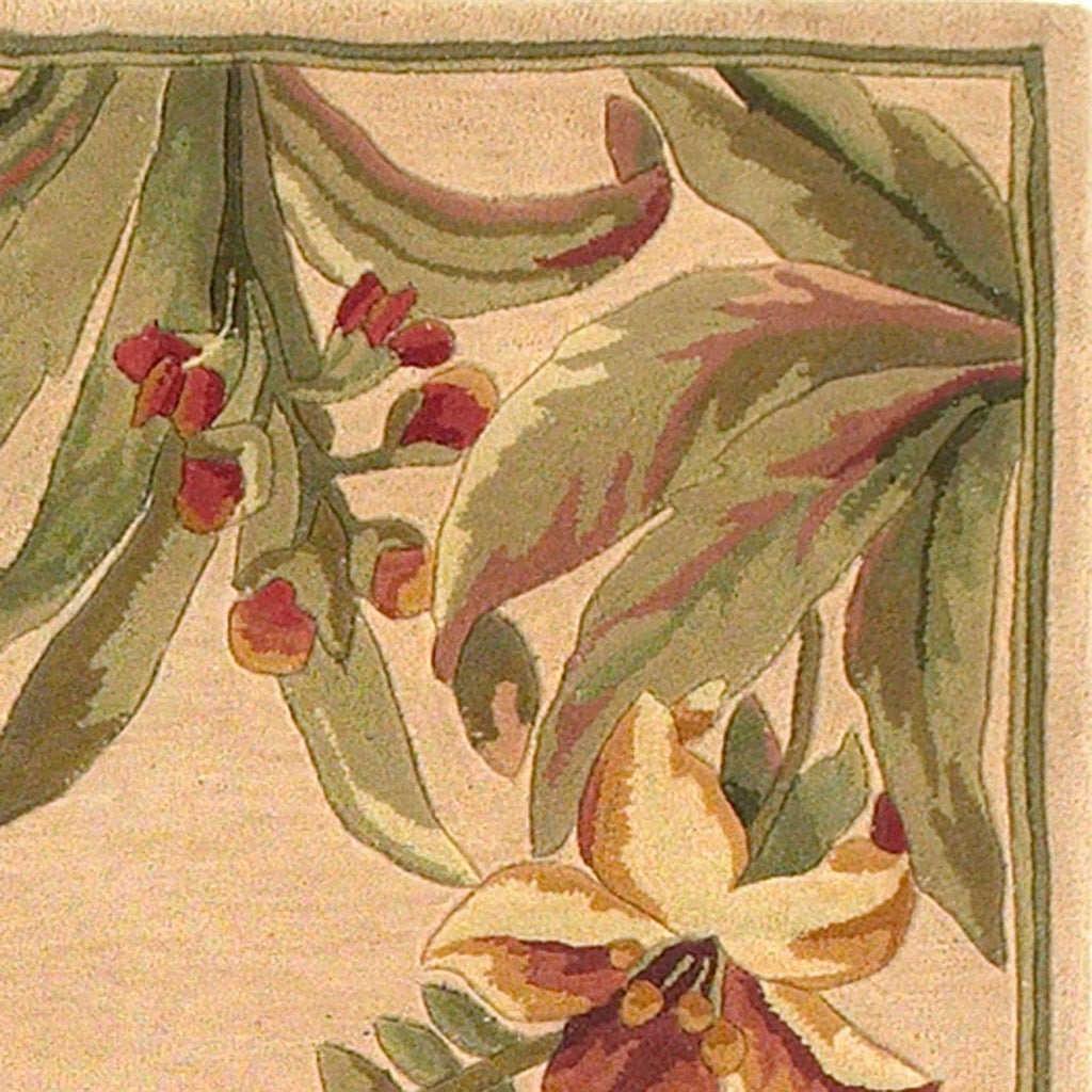 HomeRoots 8' x 11' Wool Ivory Tropical Greenery Area Rug