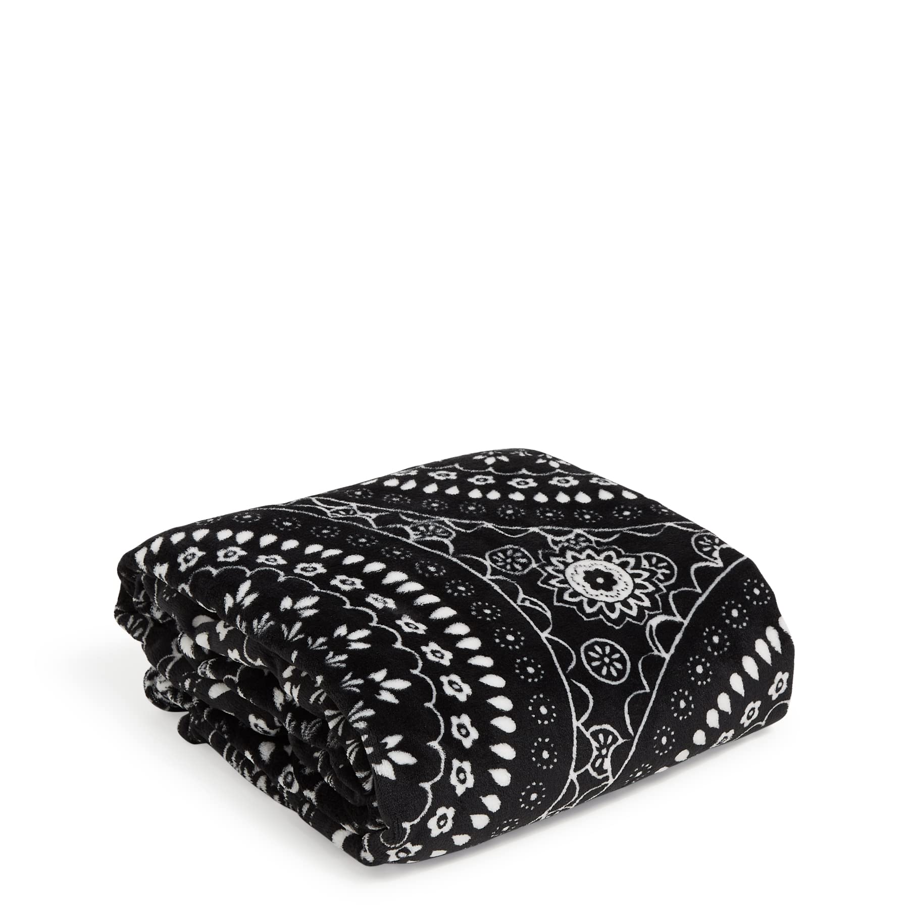 Vera Bradley Women'S Fleece Plush Throw Blanket, Black Bandana Medallion, 80 X 50