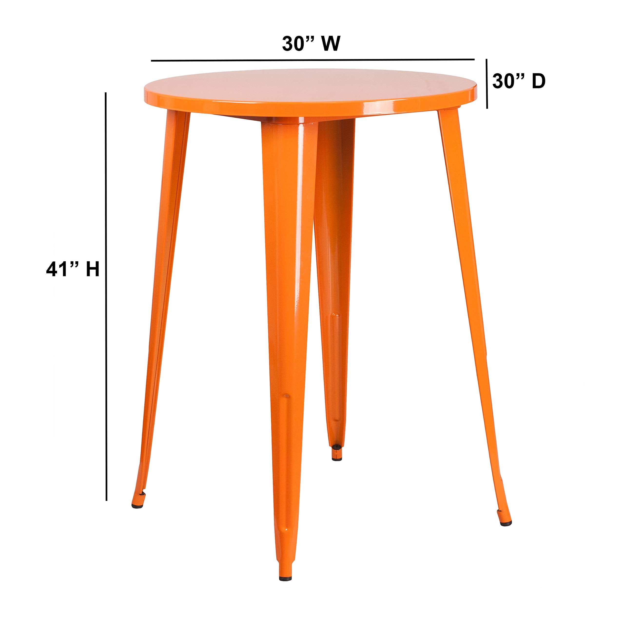 Flash Furniture Philip Commercial Grade 30&quot; Round Orange Metal Indoor-Outdoor Bar Height Table