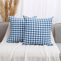 Carrie Home Farmhouse Plaid Light Blue Throw Pillow Covers 18X18 Set Of 2, 18 X 18 Blue And White Buffalo Plaid Throw Pillows Fo