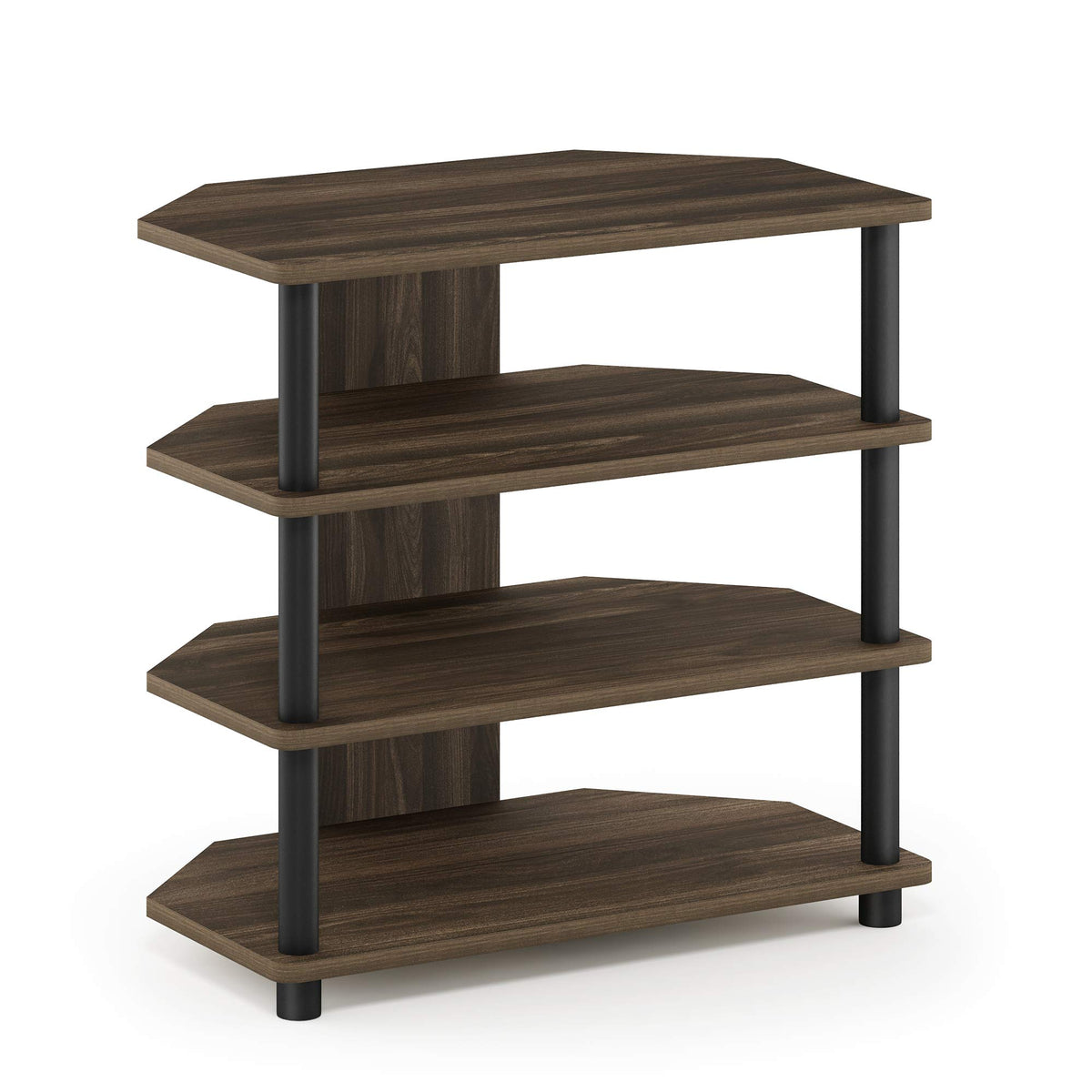 Furinno Turn-N-Tube Easy Assembly 4-Tier Petite Entertainment Center / TV Stand / TV Unit / TV Desk, Columbia Walnut/Black