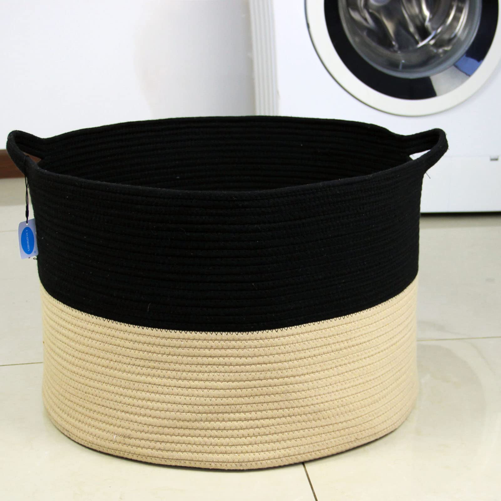 Casaphoria Xxxlarge Cotton Rope Basket Woven Laundry Basket Blanket Basket Basket With Handle Comforter Cushions Storage Bin Thr