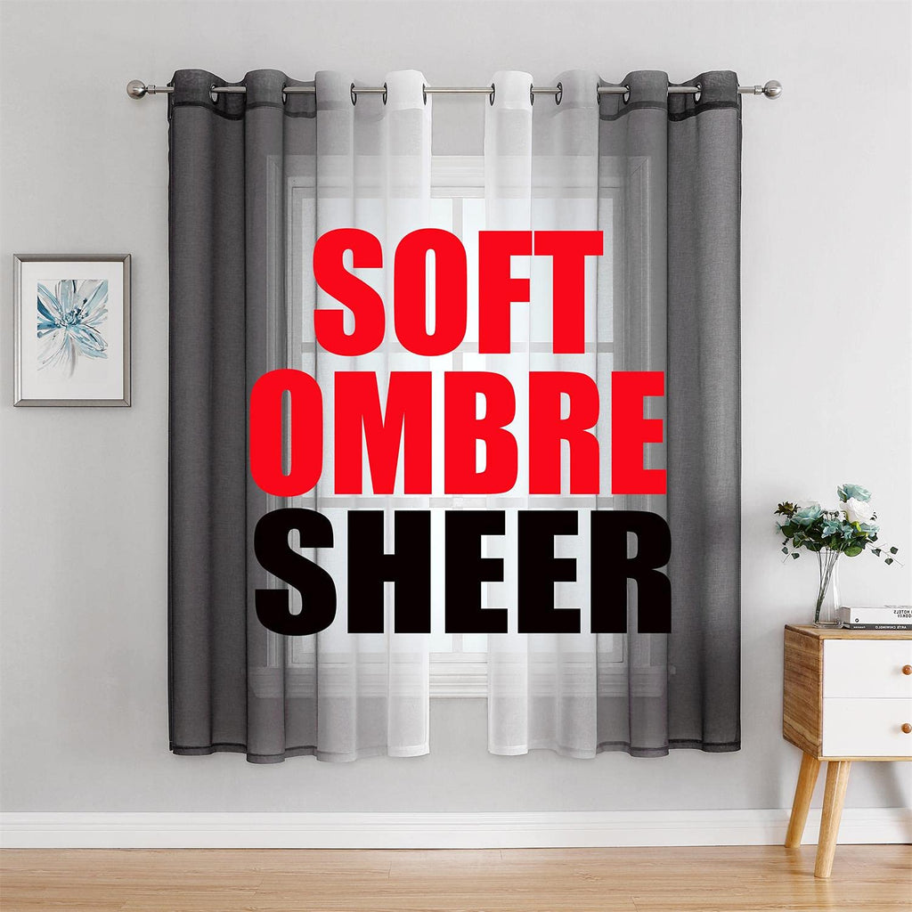 G2000 Sheer Curtains & Drapes 63 Inch Length Grey and White Ombre Curtains for Bedroom Living Room Window Curtains Light Filteri