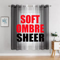 G2000 Sheer Curtains & Drapes 63 Inch Length Grey and White Ombre Curtains for Bedroom Living Room Window Curtains Light Filteri
