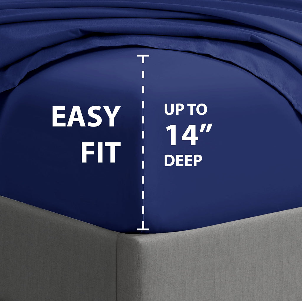 Cathay Home Essentials Ultra Soft Hypoallergenic Wrinkle Resistant Double Brushed Microfiber Bedding Sheet Set, Royal Blue, Full