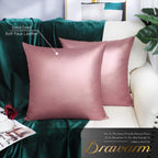 BRAWARM Faux Leather Throw Pillow Cover 16 x 16 Inches Rose Gold Pack of 2