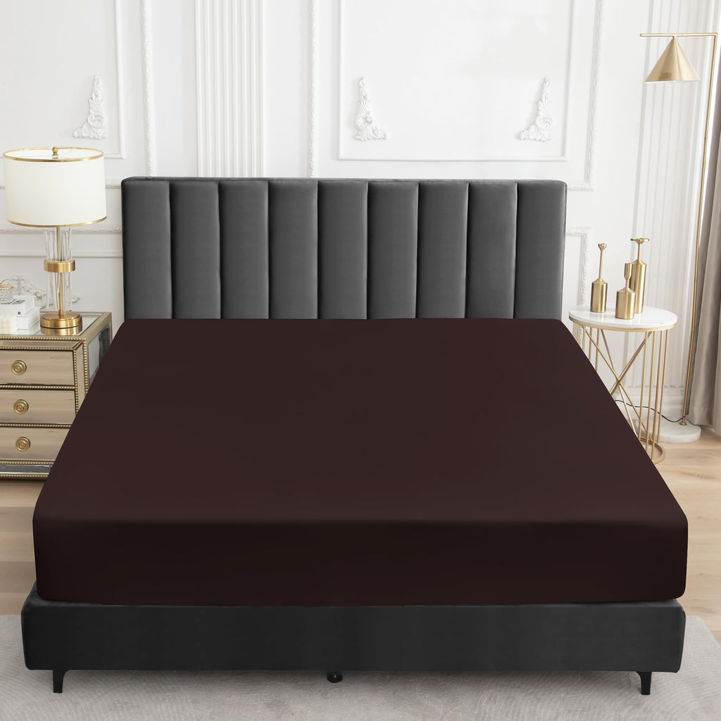Sufdari King Size Mattress Protector,Waterproof Mattress Protector,Fitted Sheet Style Mattress Cover With 18' Deep Pocket,Washable And Comfortable-Chocolate,King
