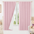 LAMIT 100% Blackout Linen Curtains 63 Inches Long, Linen Textured Living Room Farmhouse Curtains Full Room Darkening Back Tab an