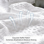 Phf Cooling Waffle Blanket King Size, Lightweight 60% Rayon Derived From Bamboo & 40& Cotton Breathable Blanket For Hot Sleepers, Soft And Luxury For Bed Couch And Sofa, 104'X90', White