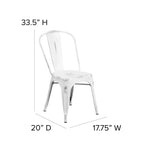Flash Furniture Commercial Grade Distressed White Metal Indoor-Outdoor Stackable Chair