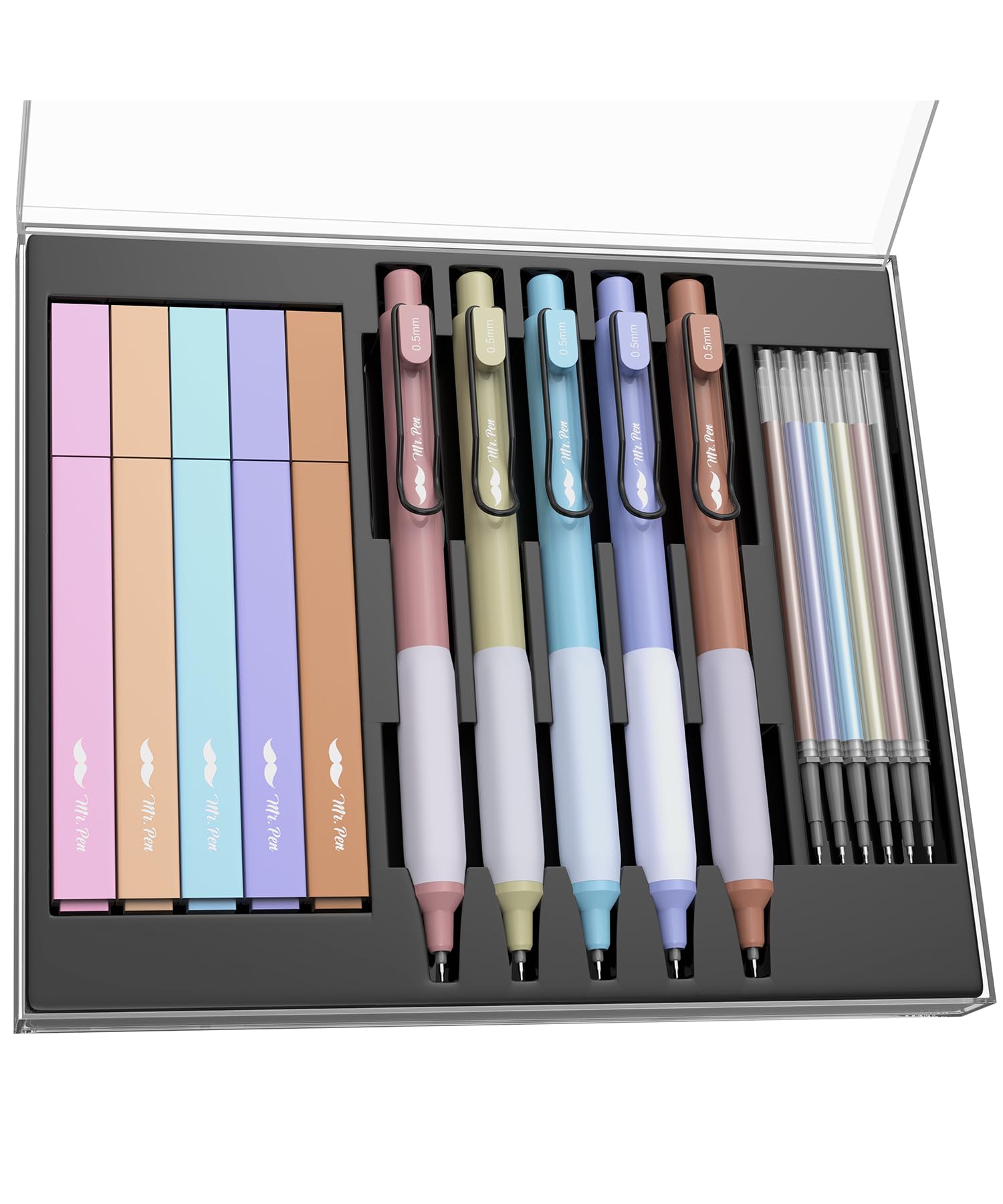 Mr. Pen- Aesthetic Highlighters And Gel Pens With Case, 10 Pack, 6 Pen Refills, Colorful Bible Highlighters No Bleed Highlighter