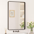Keonjinn Black Bathroom Mirror for Vanity 24 x 36 Inch Metal Framed Wall Mirror Matte Black Rounded Rectangle Farmhouse Mirror, 
