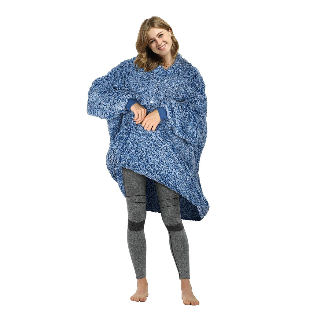 Catalonia Oversized Wearable Blanket Hoodie Sweatshirt, Fluffy Sherpa Lounging Pullover For Men Women Wife Girlfriend, Gift For