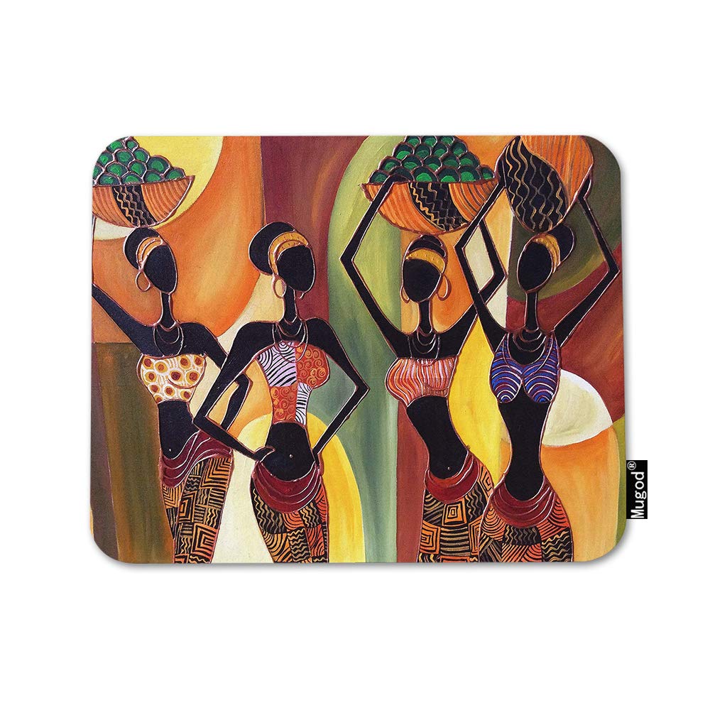 Mugod African Women Mouse Pad Four Sexy African Womens With Beautiful Dress Dance Mouse Mat Non-Slip Rubber Base Mousepad For Co