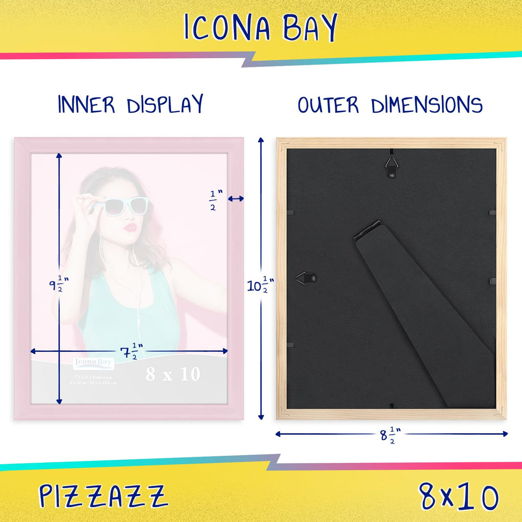 Icona Bay 8X10 Picture Frame, Pastel Pink Solid Wood Scandinavian Style Frame For Photo, Pizzazz Collection